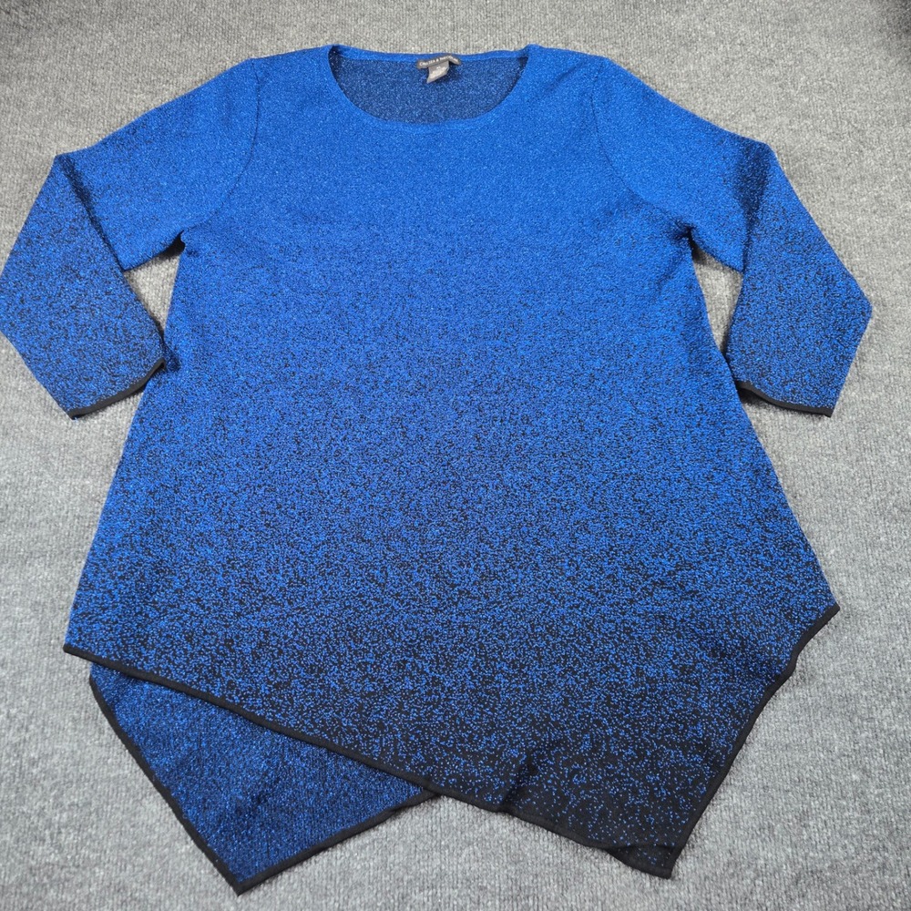 Chelsea & Theodore Tunic Sweater Womens XL Blue Ombre Metallic Knit